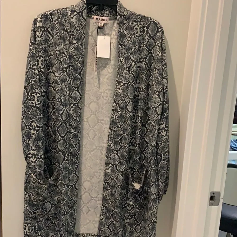 NWT Mauby Open front cardigan python charco… - Picture 2 of 11